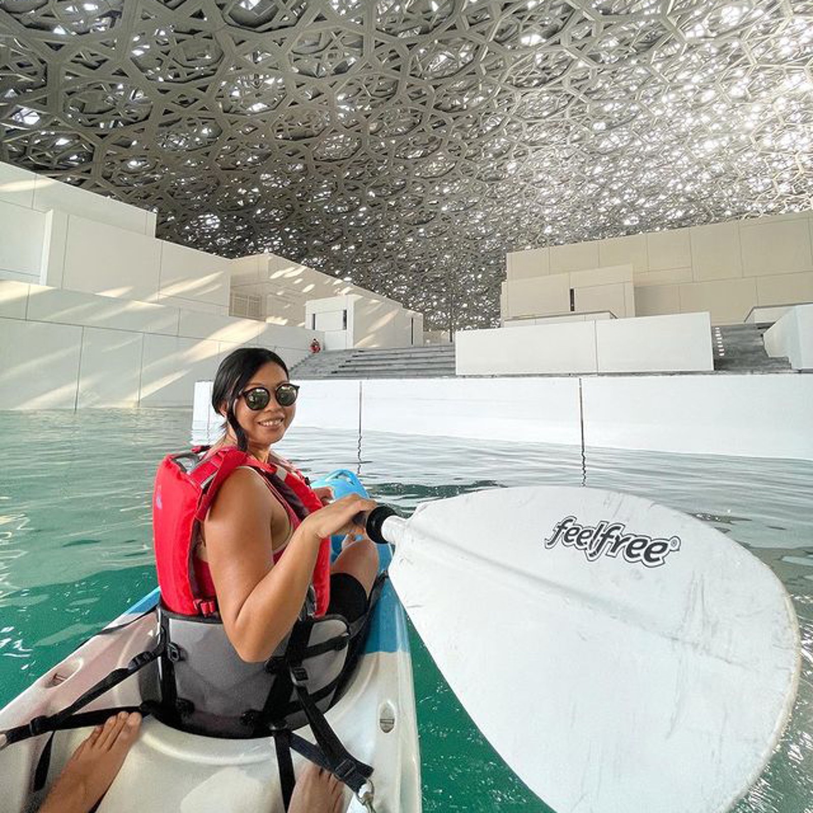 Kayaking in the Louvre Abu Dhabi in United Arab Emirates