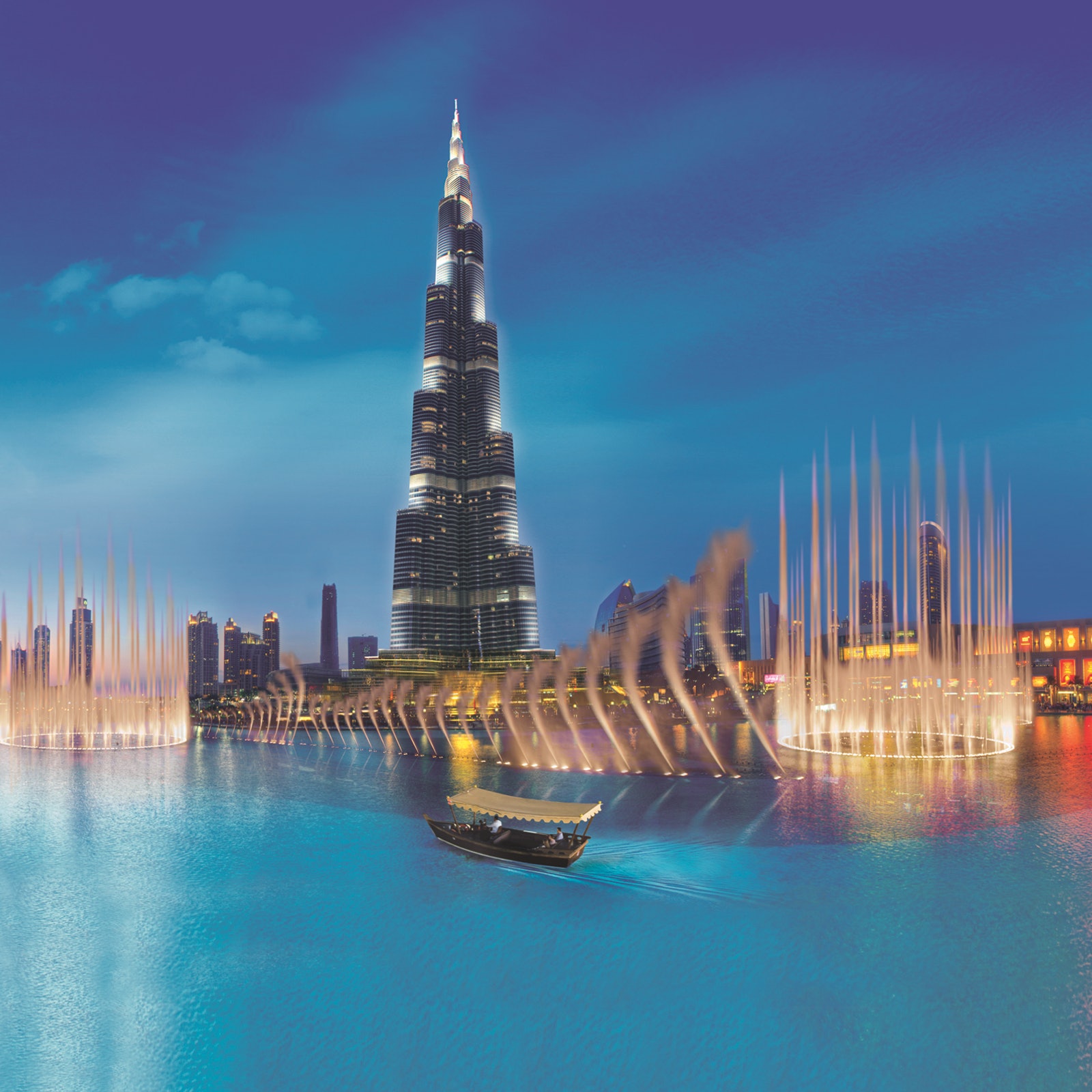 The Dubai Fountain Lake Ride in United Arab Emirates